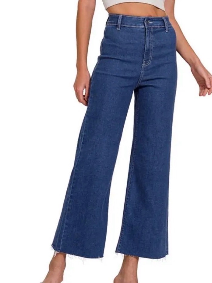 Zenana Outfitters High-Rise Wide Leg Jeans - Denim Blue